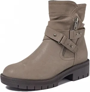Women's Ankle Boots Combat Boots, Casual Comfortable Low Heel Side Zipper Booties for Women.