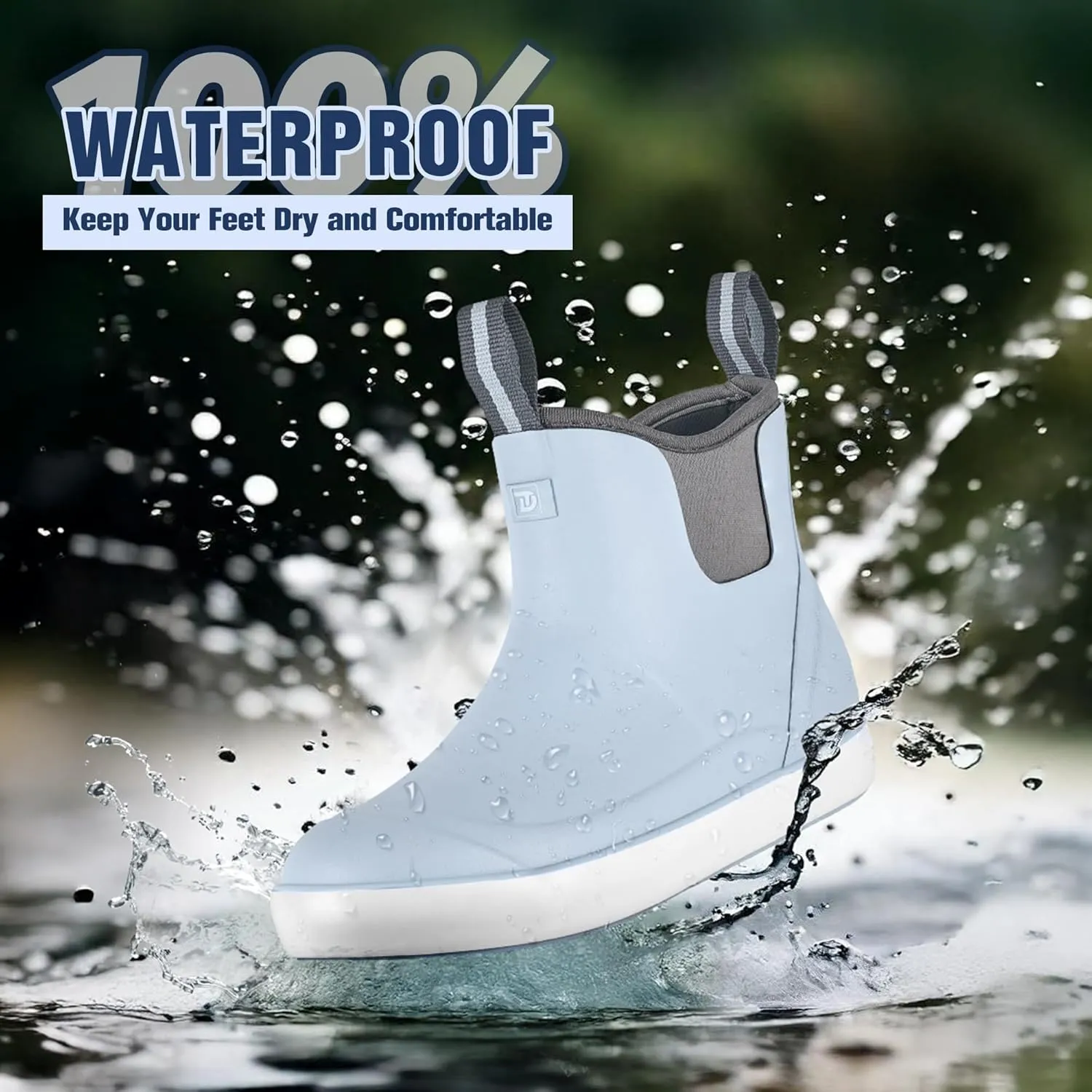 Women's Ankle Rain Boots, Rubber Fishing Deck Boots, Anti-slip Short Waterproof Shoes for Outdoor Fishing, Boating, Size 6-11