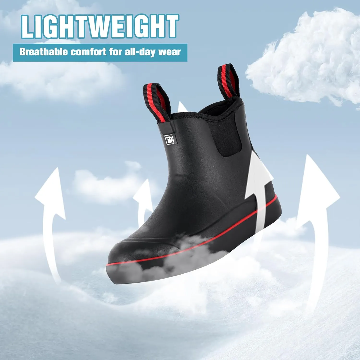 Women's Ankle Rain Boots, Rubber Fishing Deck Boots, Anti-slip Short Waterproof Shoes for Outdoor Fishing, Boating, Size 6-11