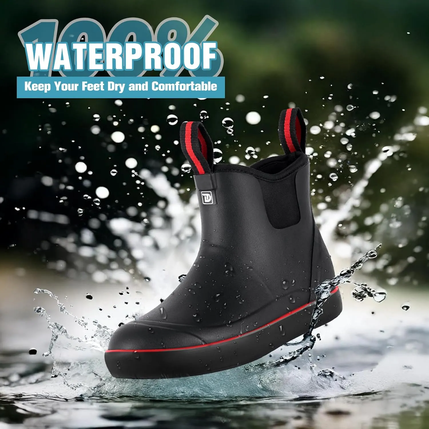 Women's Ankle Rain Boots, Rubber Fishing Deck Boots, Anti-slip Short Waterproof Shoes for Outdoor Fishing, Boating, Size 6-11