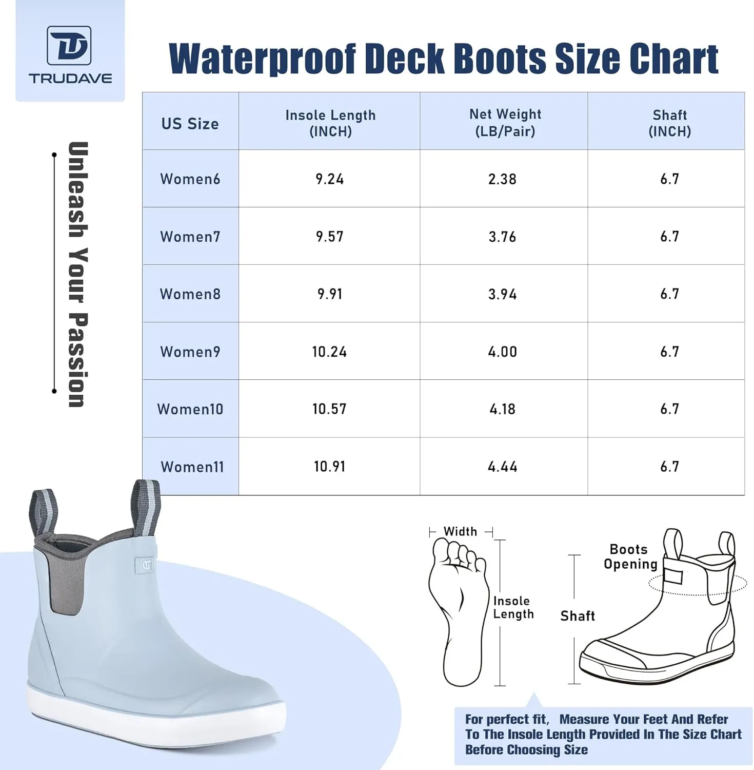 Women's Ankle Rain Boots, Rubber Fishing Deck Boots, Anti-slip Short Waterproof Shoes for Outdoor Fishing, Boating, Size 6-11