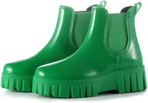 Women's Ankle Rain Boots Waterproof Chelsea Boots, Short Rain Boots for Women and Waterproof Garden Shoes for Outdoor Work (Green,6.5-7)