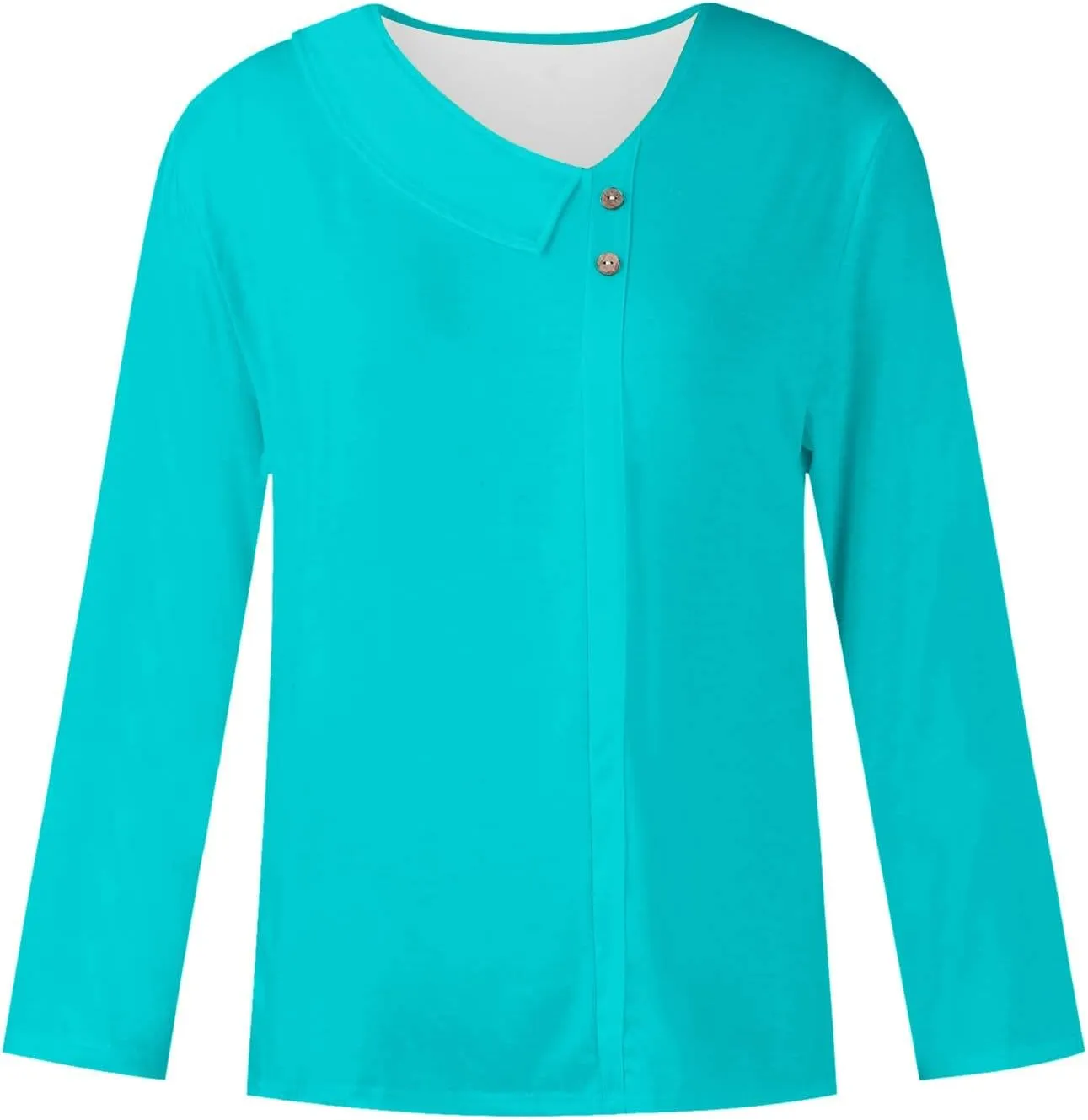 Womens Asymmetrical Neck Top 3/4 Sleeve Work Office Business Trendy Dressy Blouse Solid Color Slim Fit Casual Clothes