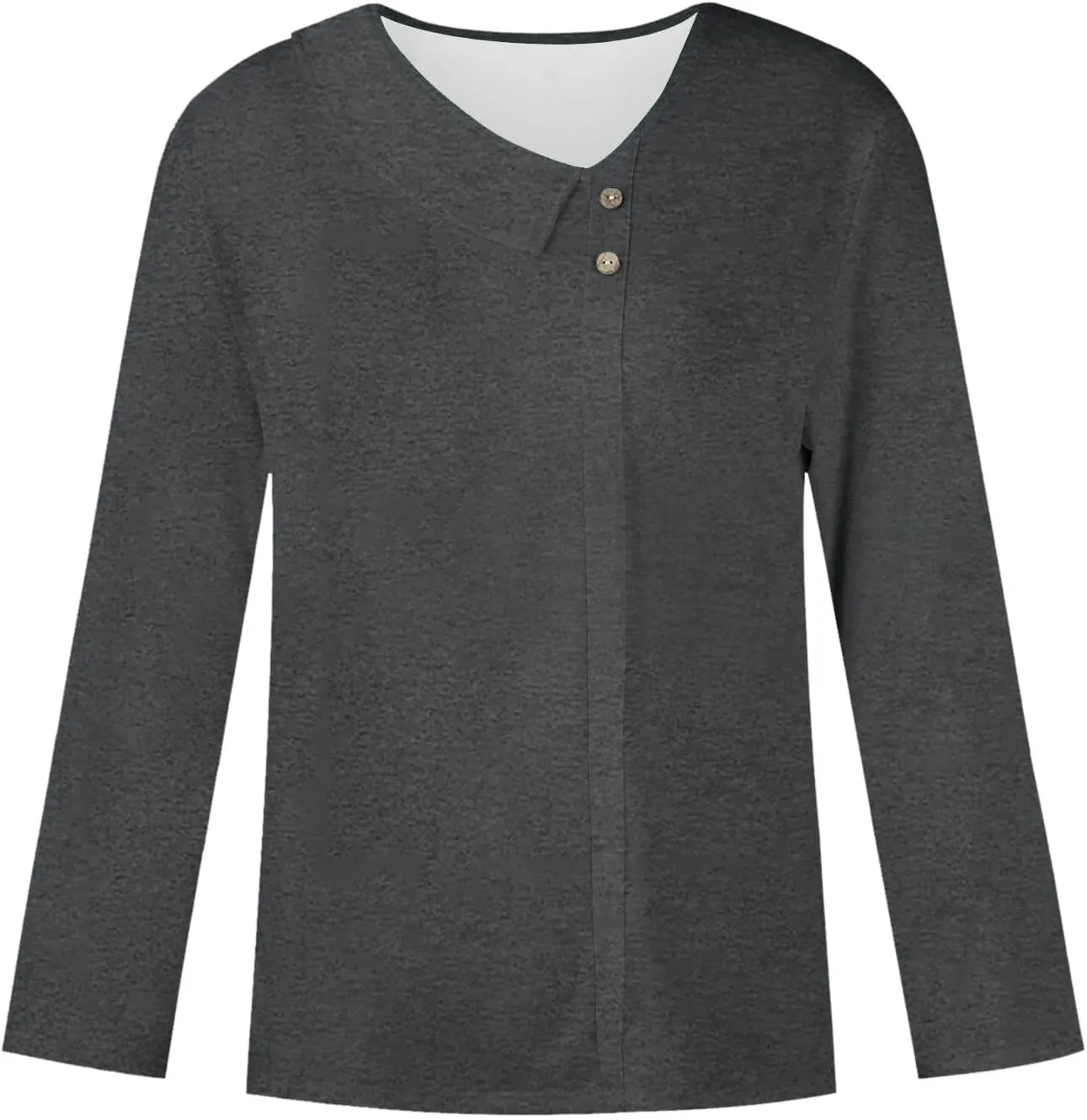 Womens Asymmetrical Neck Top 3/4 Sleeve Work Office Business Trendy Dressy Blouse Solid Color Slim Fit Casual Clothes