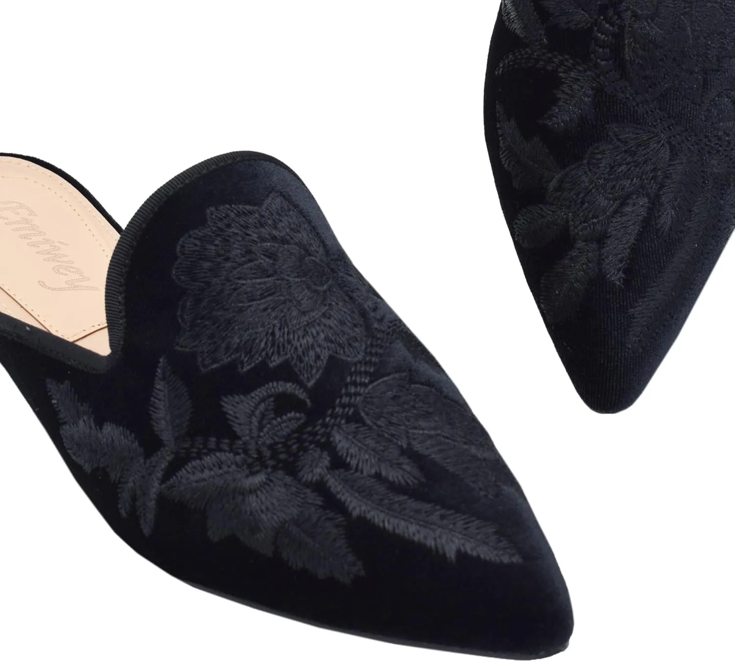 Women's Backless Comfort Slip On Casual Flats Embroidery Mule Slippers Shoes
