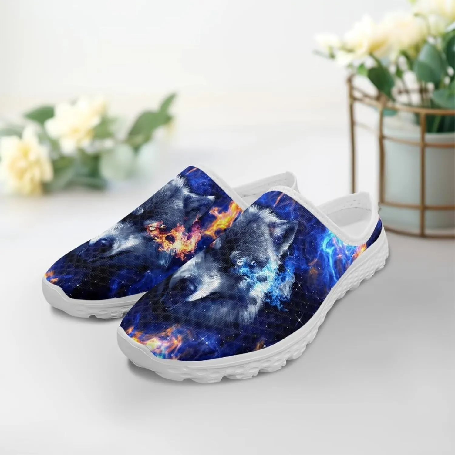 Womens Backless Slip on Shoes Half Sport Mesh Sneakers Lightweight Breathable Casual Walking Shoes