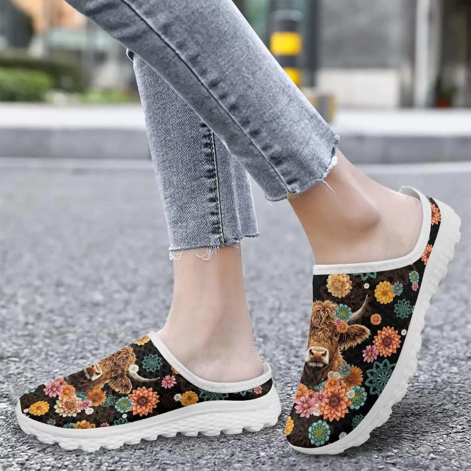 Womens Backless Slip on Shoes Half Sport Mesh Sneakers Lightweight Breathable Casual Walking Shoes