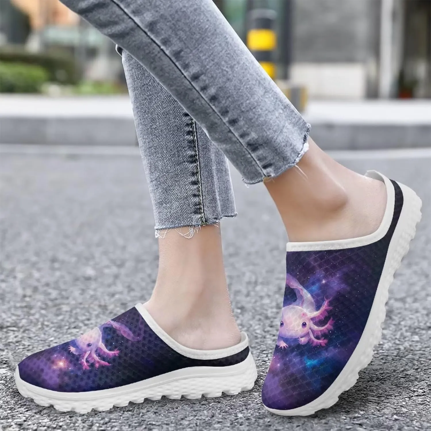 Womens Backless Slip on Shoes Half Sport Mesh Sneakers Lightweight Breathable Casual Walking Shoes