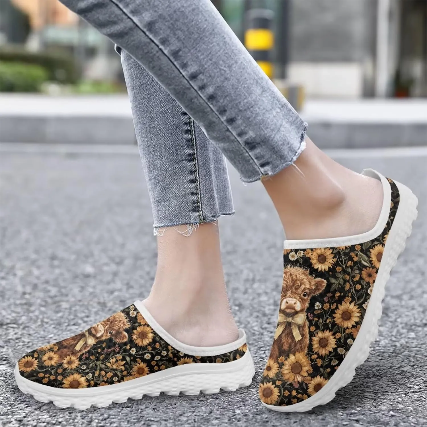 Womens Backless Slip on Shoes Half Sport Mesh Sneakers Lightweight Breathable Casual Walking Shoes