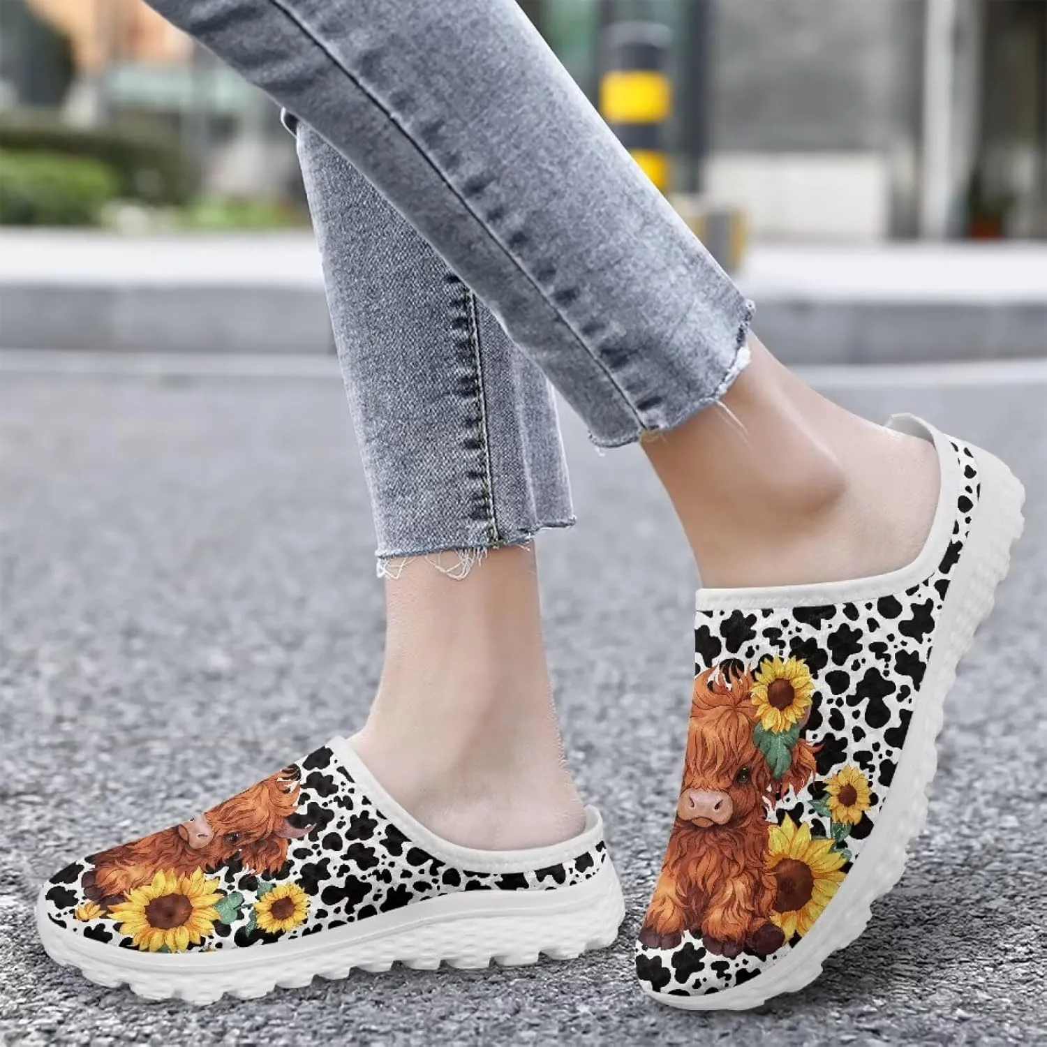 Womens Backless Slip on Shoes Half Sport Mesh Sneakers Lightweight Breathable Casual Walking Shoes