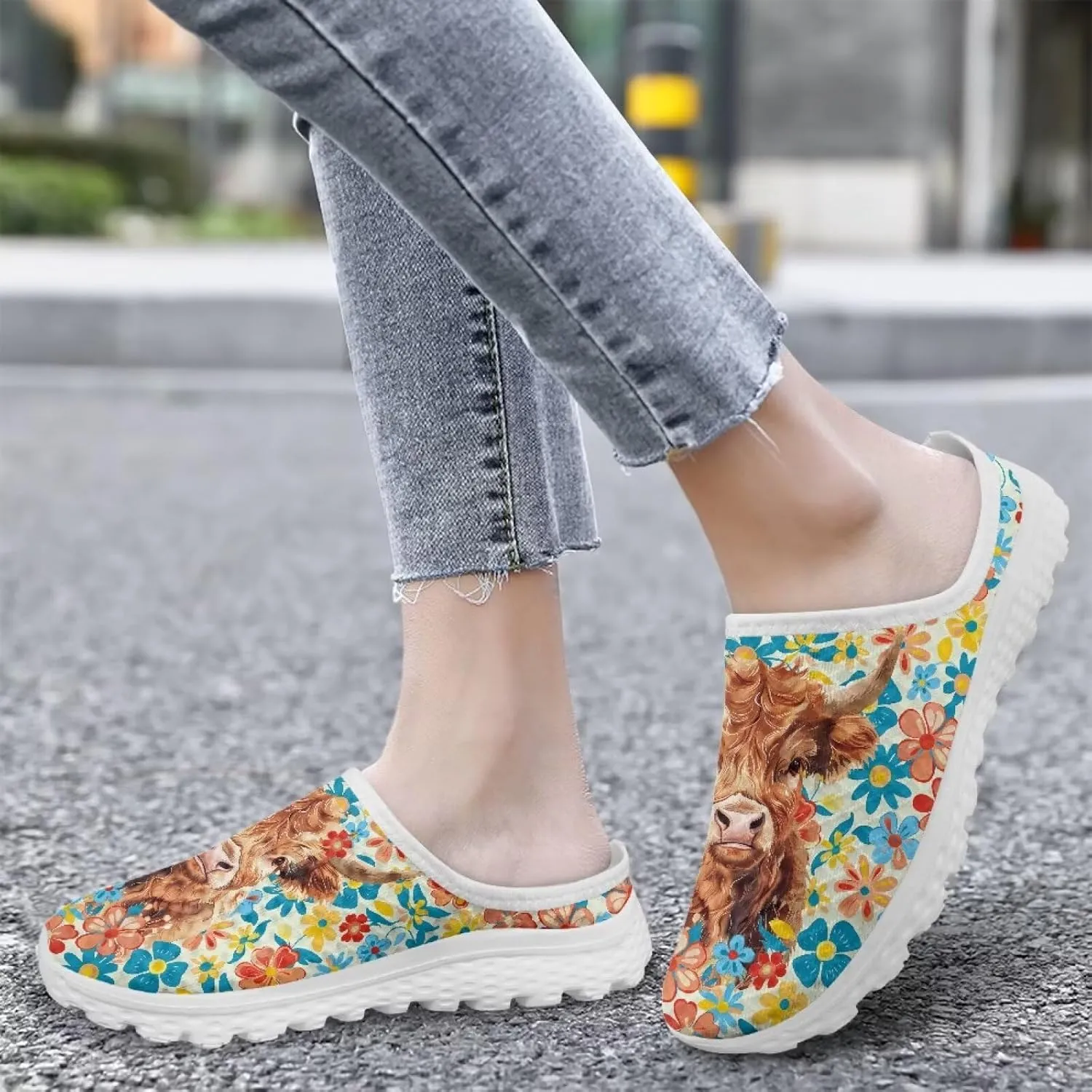 Womens Backless Slip on Shoes Half Sport Mesh Sneakers Lightweight Breathable Casual Walking Shoes