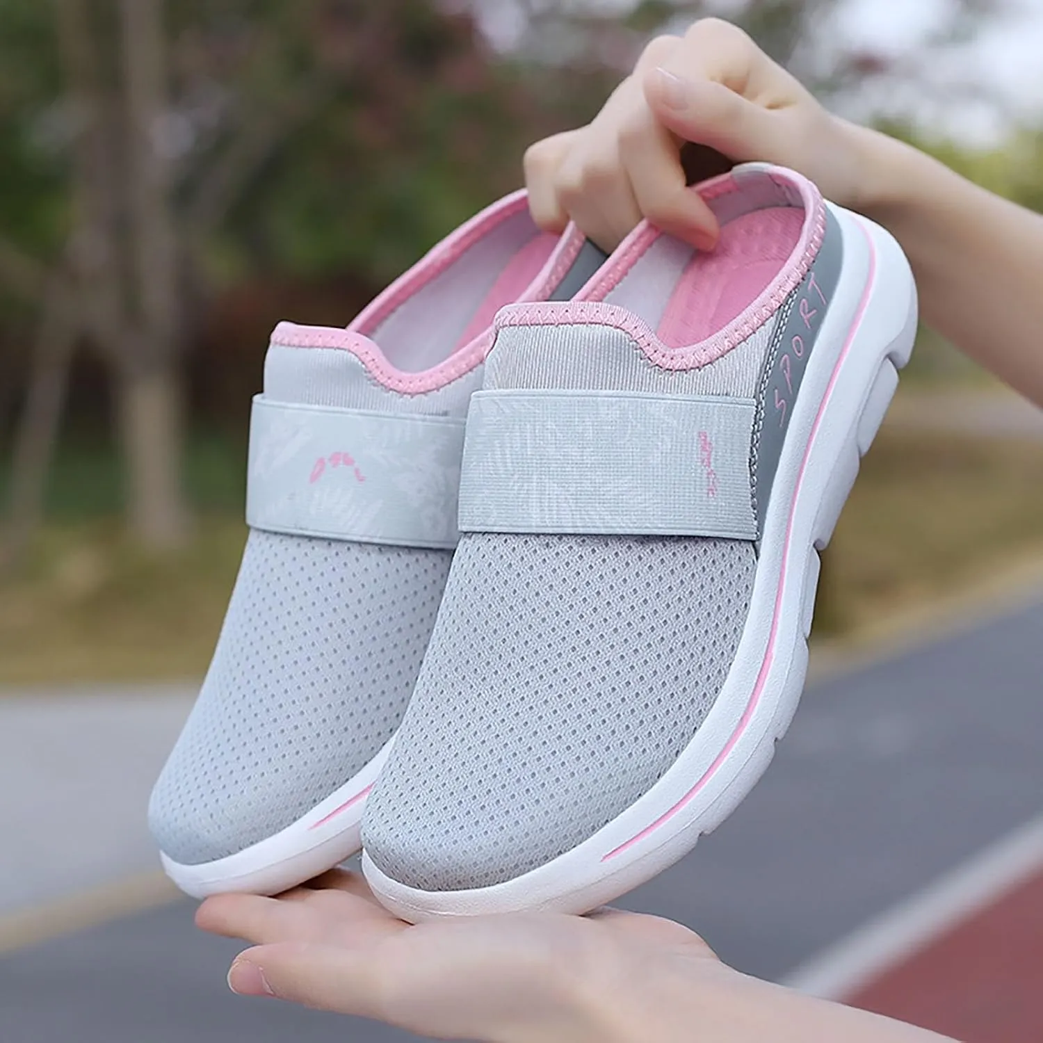 Womens Backless Sneakers Mesh Slip-on Mule Shoes Slip On Shoes Women Arch Support Men Casual Shoes Fashion Sneakers 2025 Waterproof Tennis Shoe Trainers Shoe