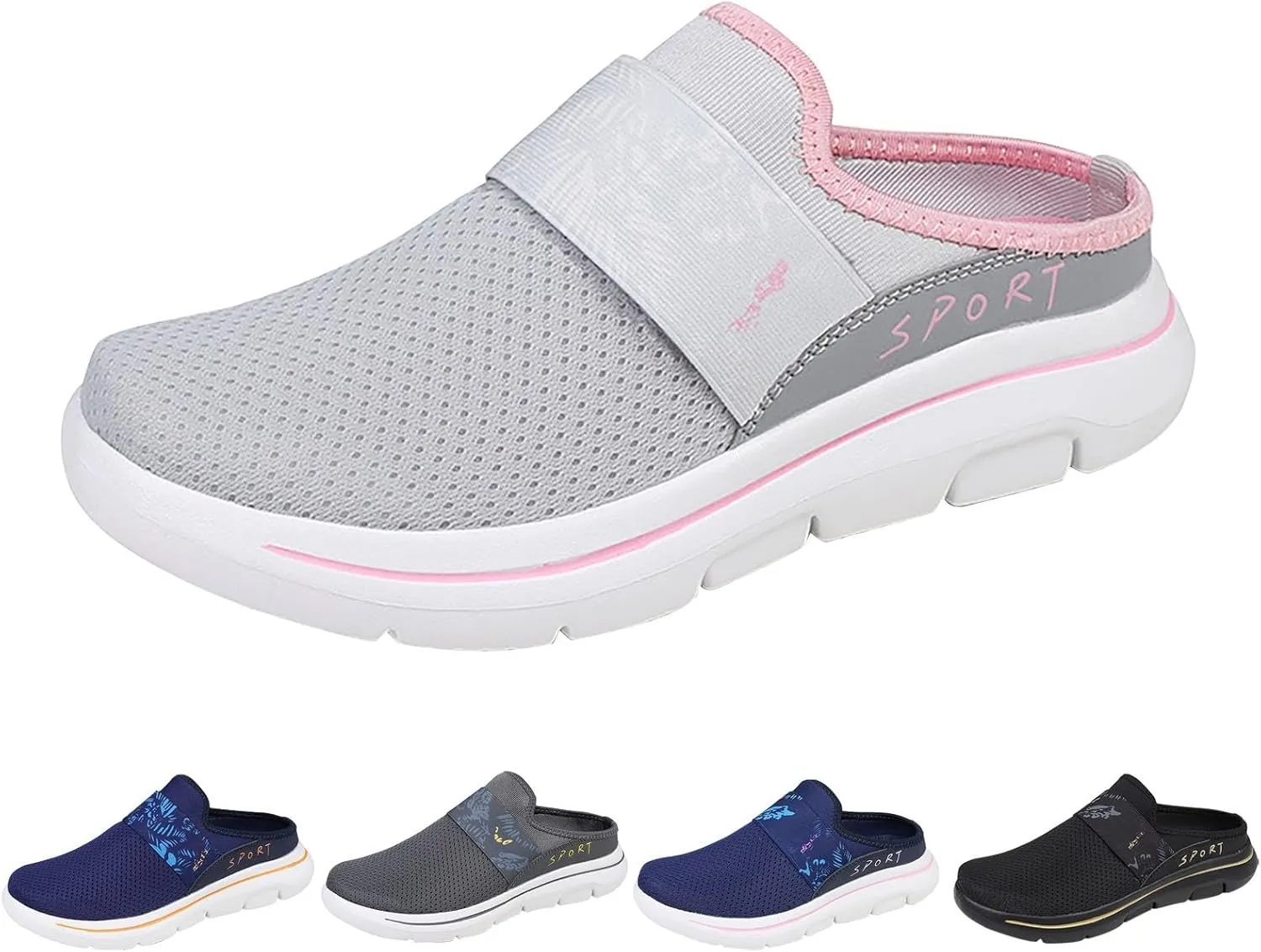 Womens Backless Sneakers Mesh Slip-on Mule Shoes Slip On Shoes Women Arch Support Men Casual Shoes Fashion Sneakers 2025 Waterproof Tennis Shoe Trainers Shoe
