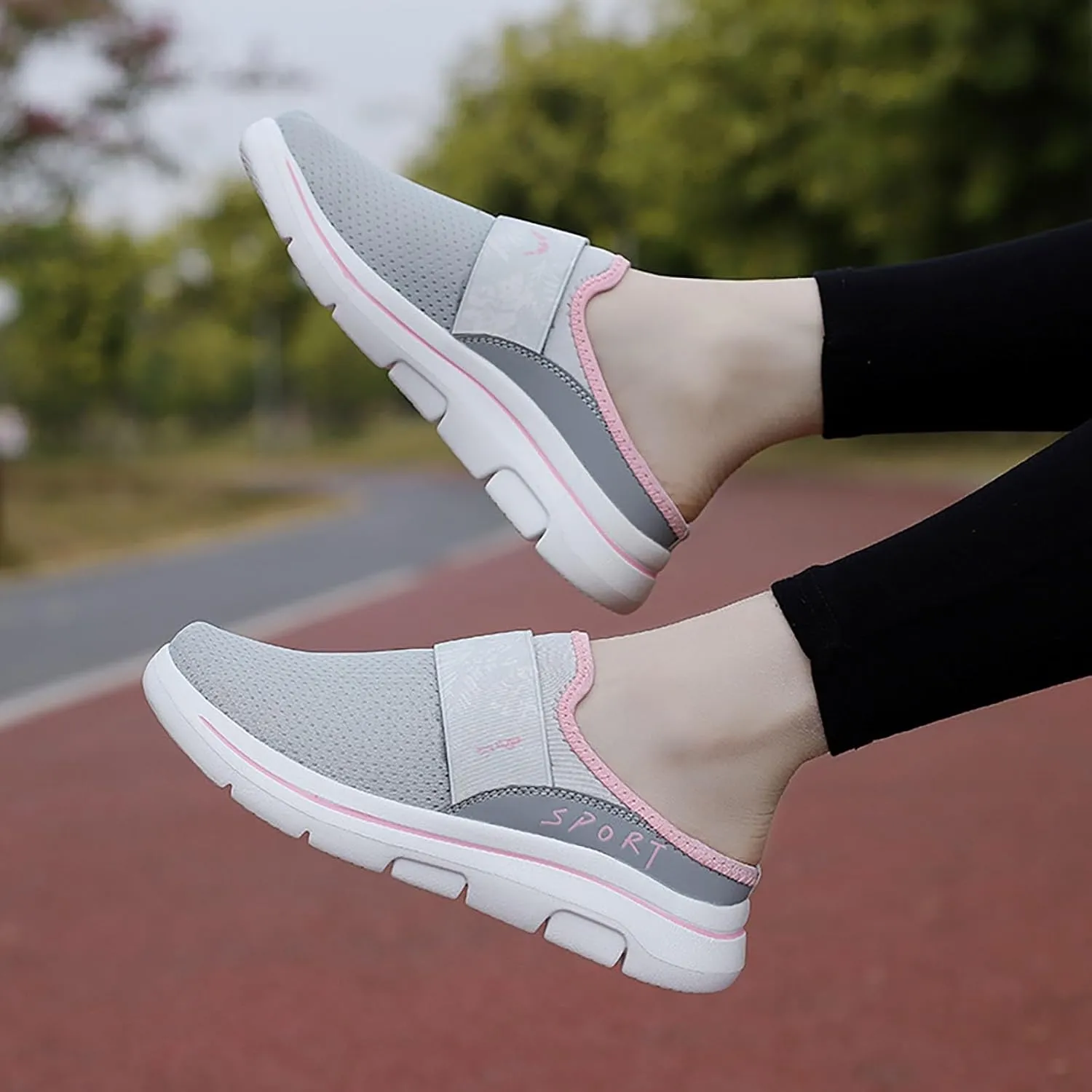 Womens Backless Sneakers Mesh Slip-on Mule Shoes Slip On Shoes Women Arch Support Men Casual Shoes Fashion Sneakers 2025 Waterproof Tennis Shoe Trainers Shoe