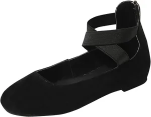 Womens Ballet Flats Shoes Elastic Ankle Strap Shoes Slip On Loafers Closed Toe Slingback Comfortable Fashion Dressy Shoe Dress Comfort Breathable Lightweight Fashion Casual Footwear