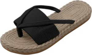 Women's Boho Vacation Open Toe Slides Flip Flop Sandals Slip On Beach Flat Sandals Slippers