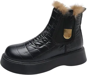 Womens Boots Warm Fur Flats Snow Boots Shoes Winter Platform Plush Fashion Designer Women Thick-soled Ankle Boots Casual Shoes