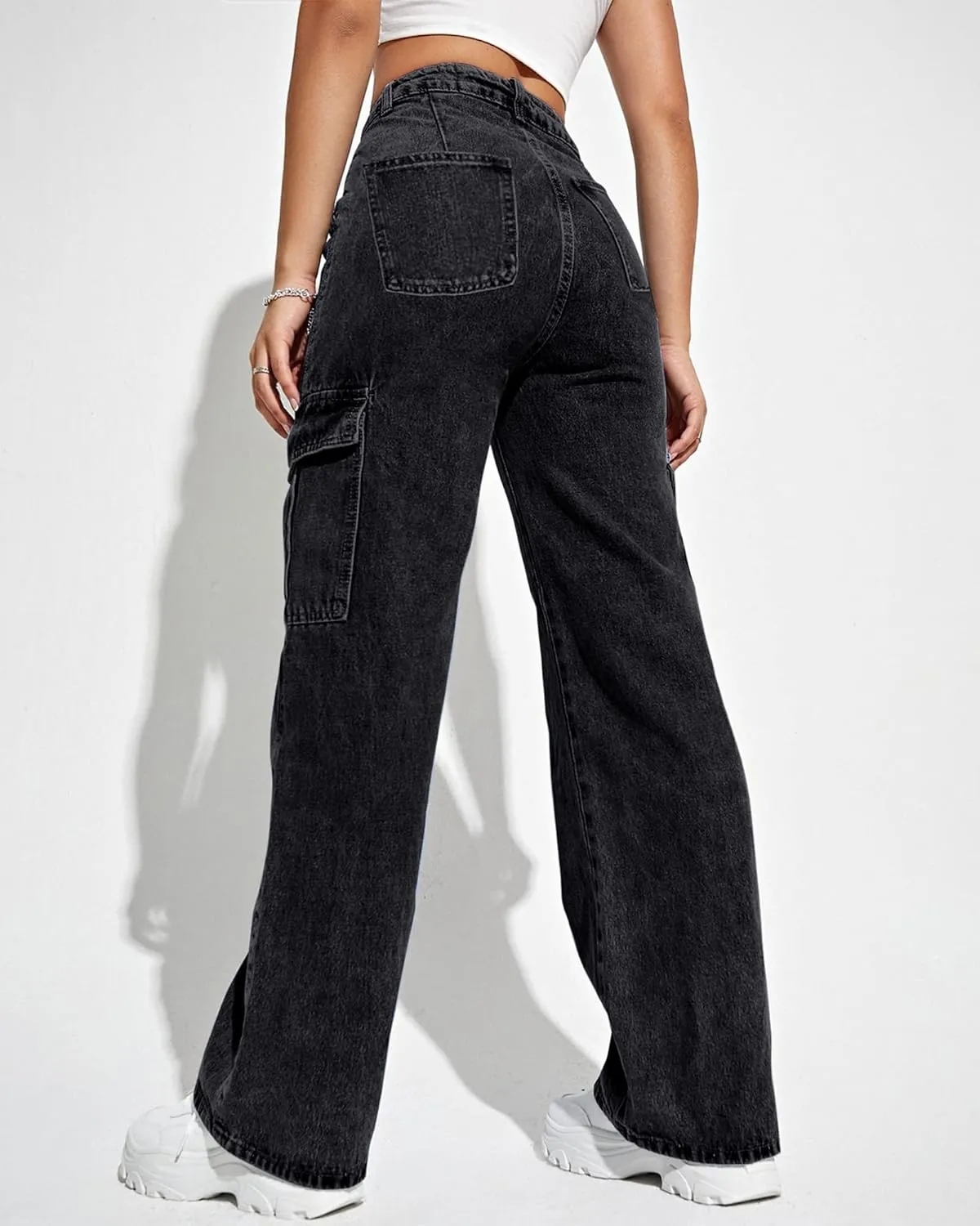 Women's Cargo Pants High Waisted Baggy Cargo Jeans Straight Leg Y2K Streetwear Trousers 6 Pockets for Women Teen Girl.