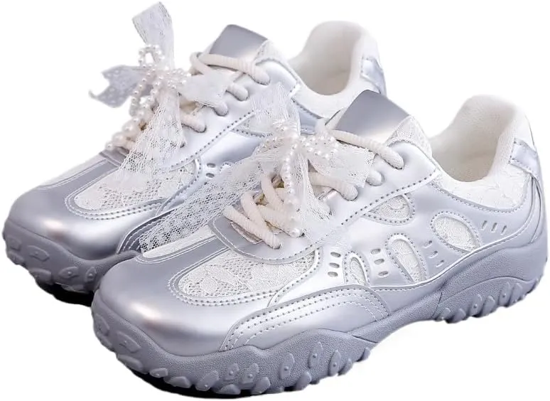 Women's Casual Sneakers - Breathable Mesh & Synthetic Cover Lace-Up Walking Shoes, Round Toe Design for All-Season Outdoor Travel & Daily Wear