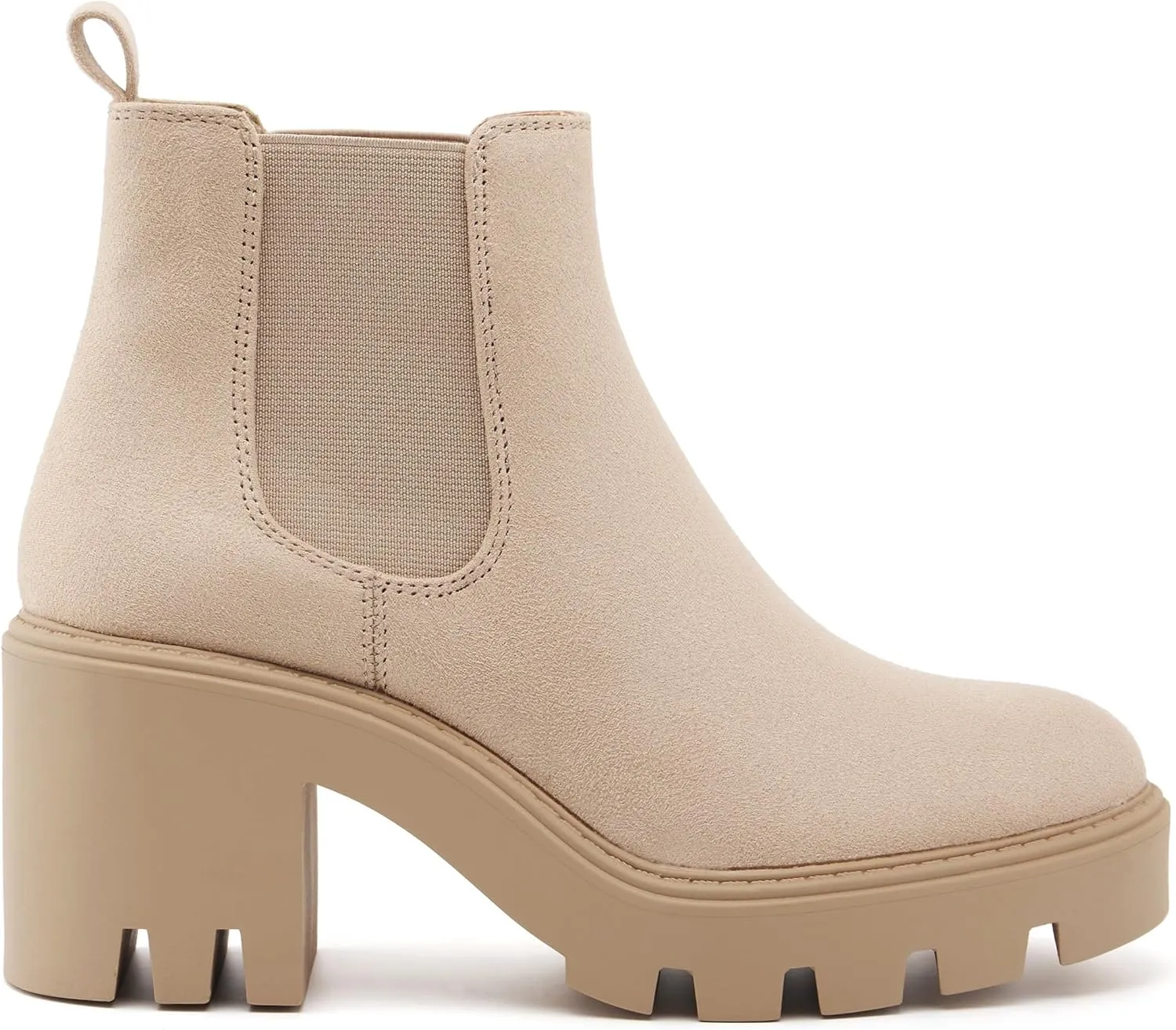 Women's Chelsea Boots Fashion Platform High Heel Ankle Booties Round Toe Casual Elastic Chunky Block Heel Boots