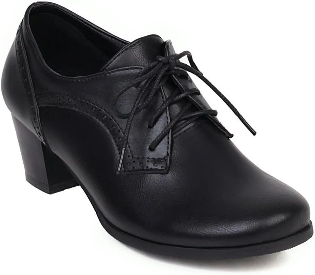 Women's Chunky Heel Wedges Retro Solid Color Casual Shoes for Spring Summer with Fixed Design Comfortable for