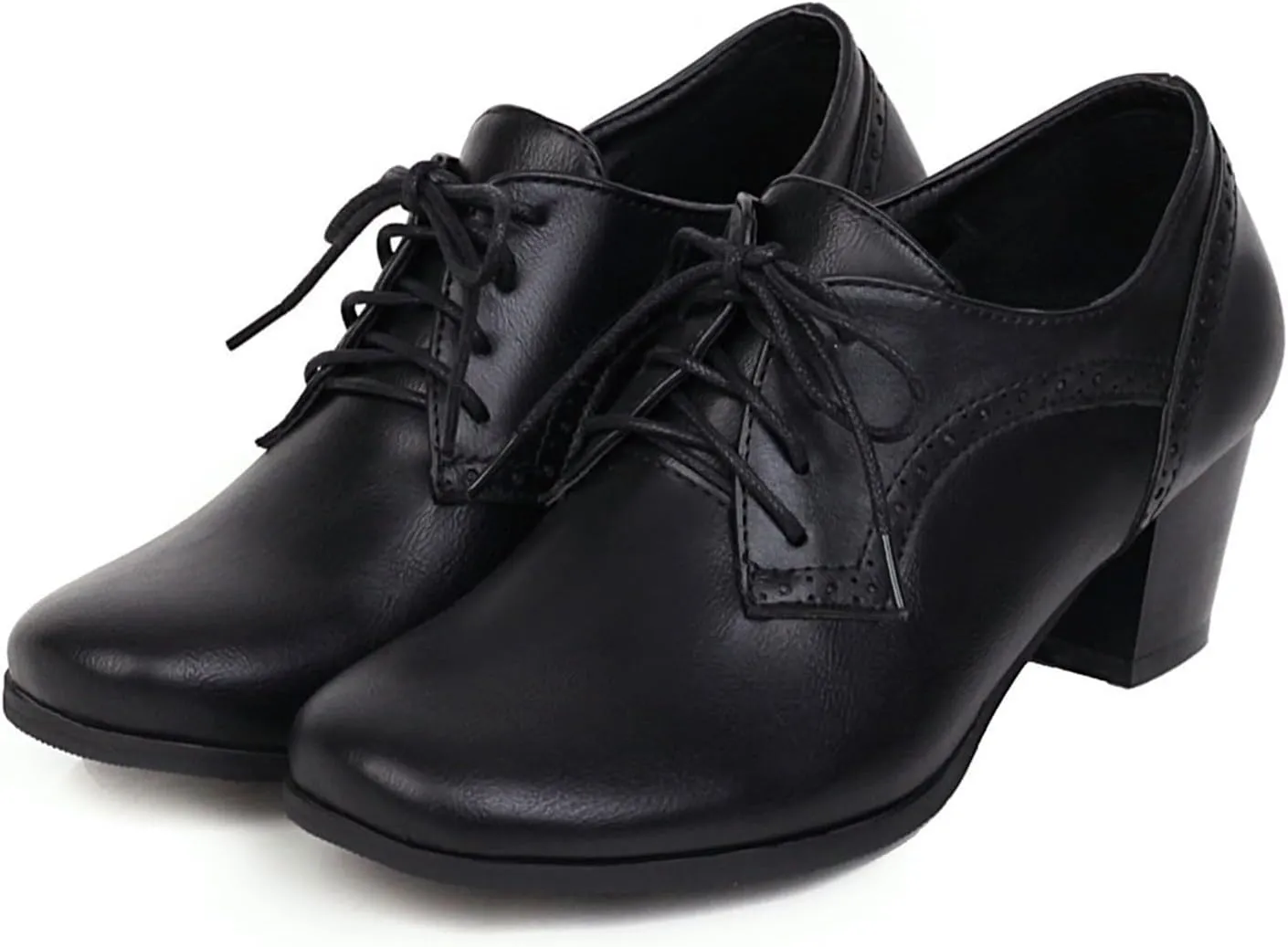 Women's Chunky Heel Wedges Retro Solid Color Casual Shoes for Spring Summer with Fixed Design Comfortable for