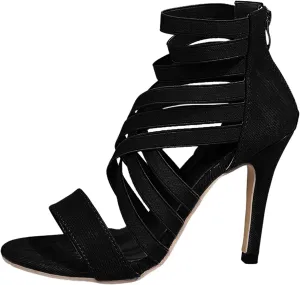 Women's Chunky High Heel Sandal Strappy Open Toe Ankle Strap Dress Shoes Bridesmaid Ladies in Wedding Bridal Shoes