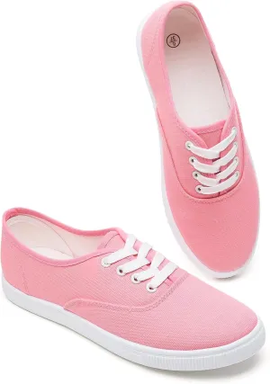 Womens Classic White Sneakers,Low Top White Canvas Shoes,Lightweight Casual Canvas Sneakers