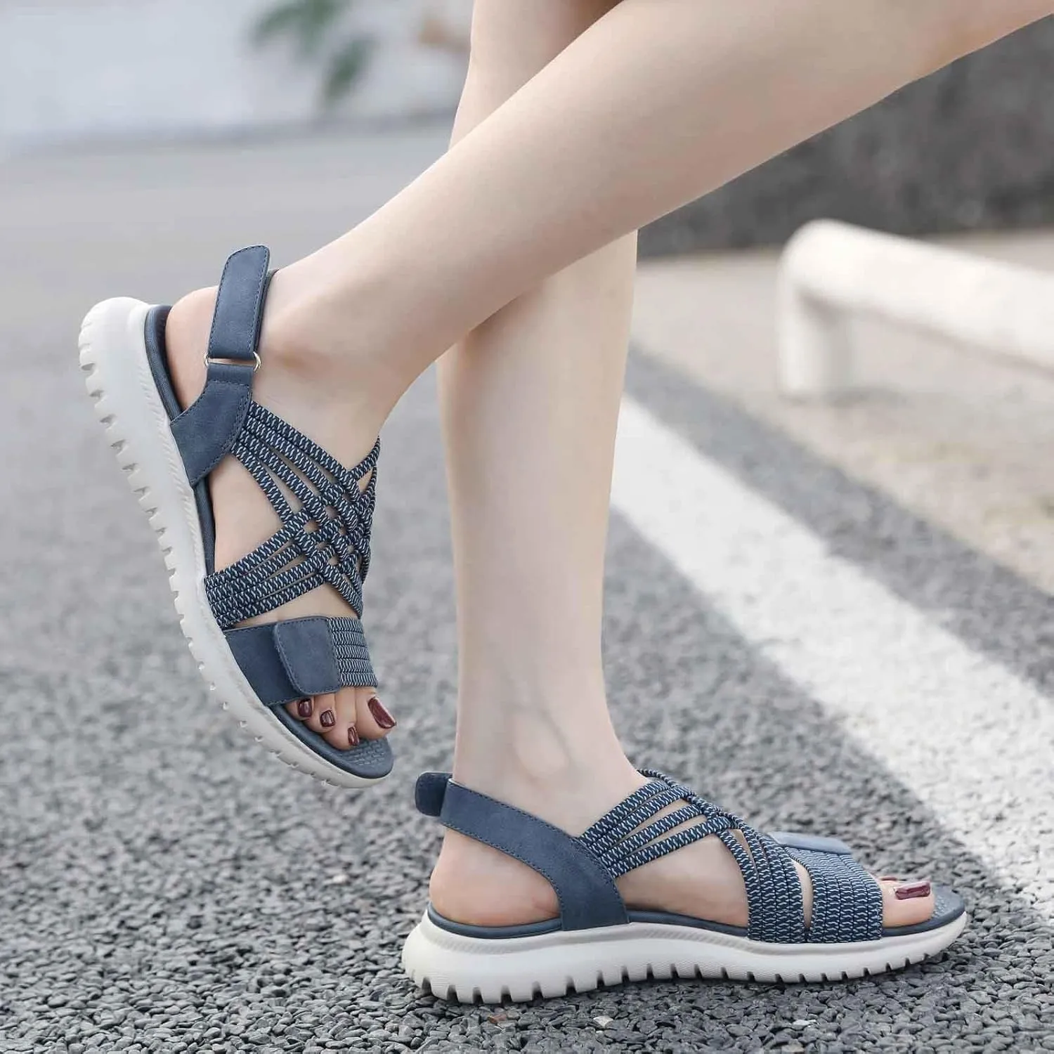 Women's Comfortable Open Toe Sandals with Thick Platform Sole for Casual Wear Summer Walking Beach Vacation