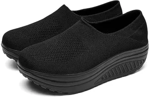 Women's Comfortable Thick Bottom Mesh Breathable Loafers Shoes Comfortable, Lightweight, Non-Slip Rocker Walking Shoes.