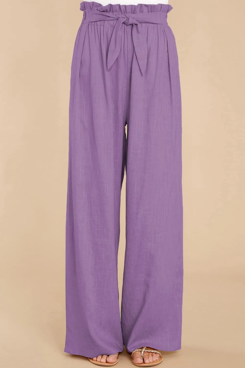 Women's Cotton Linen Casual Adjustable Tie Knot Trousers Boho Palazzo Beach Pants Loose Fit Wide Leg Work Pant