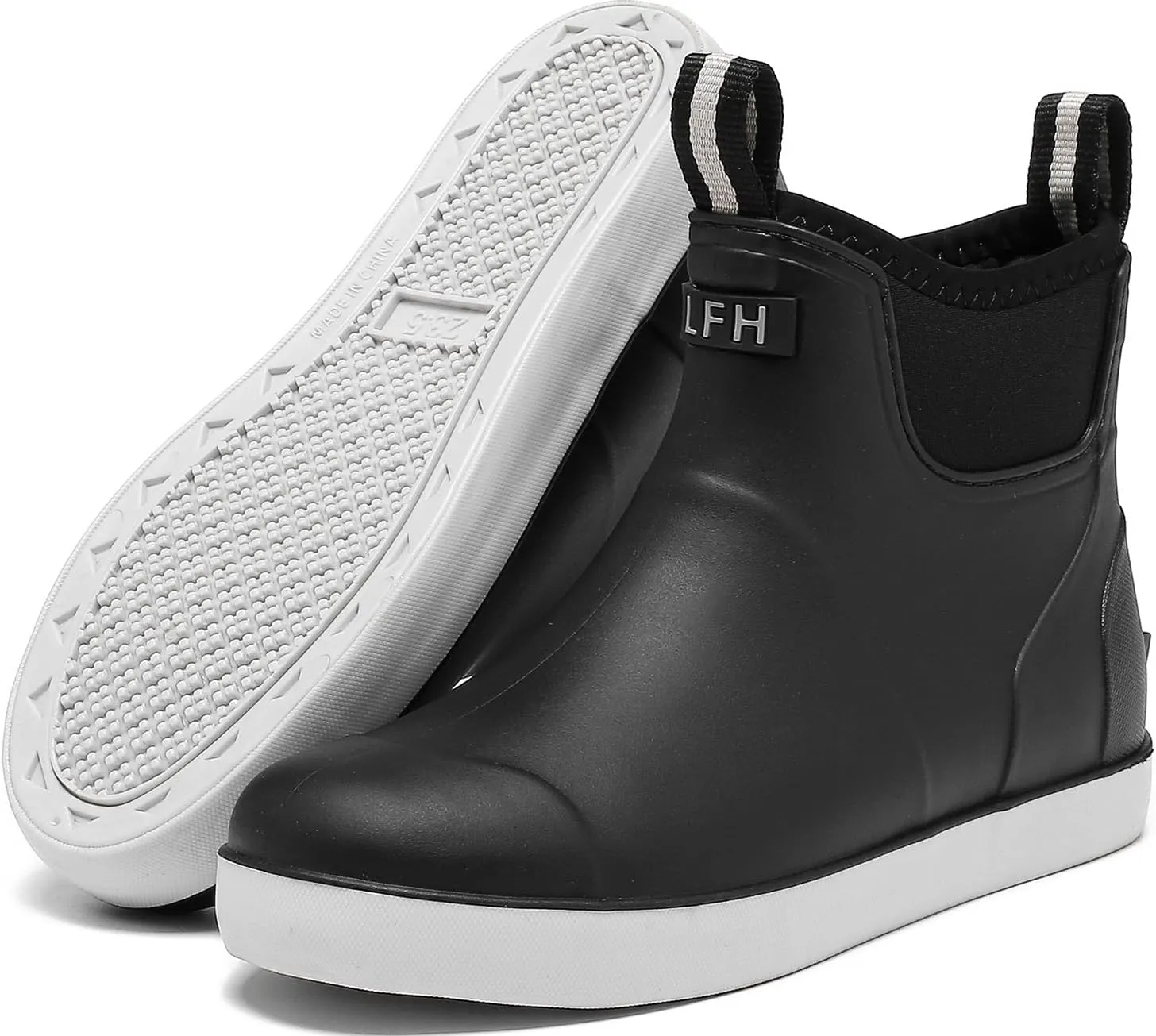 Women's Deck Boots, Waterproof Ankle Rain Boots with Anti-Slip Traction, Rubber Garden & Fishing Boots for Boating, Camping, Farming & Outdoor Work