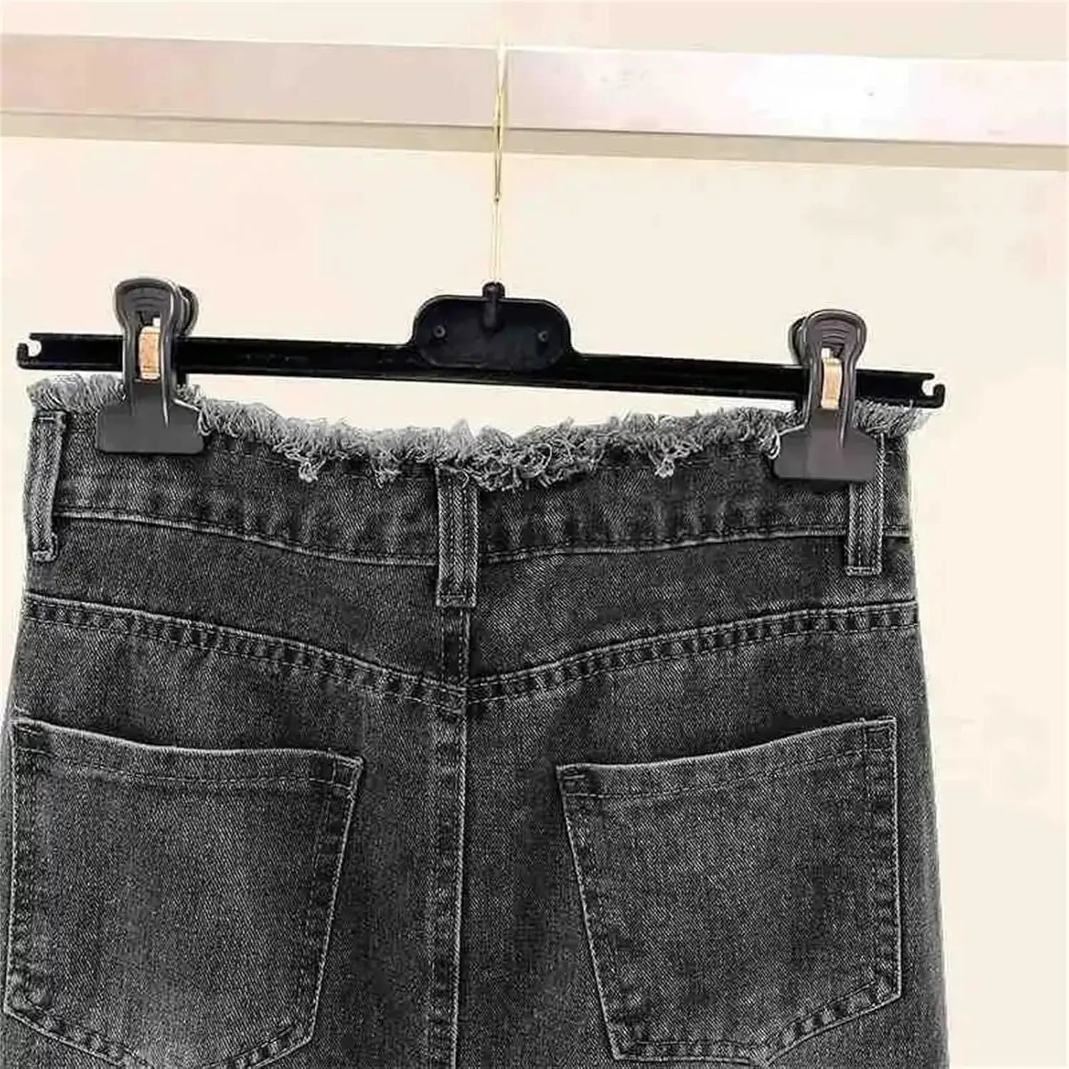 Women's Denim Skirt Spring Summer Fringe A-Line Long Straight-Leg Bodycon Skirt