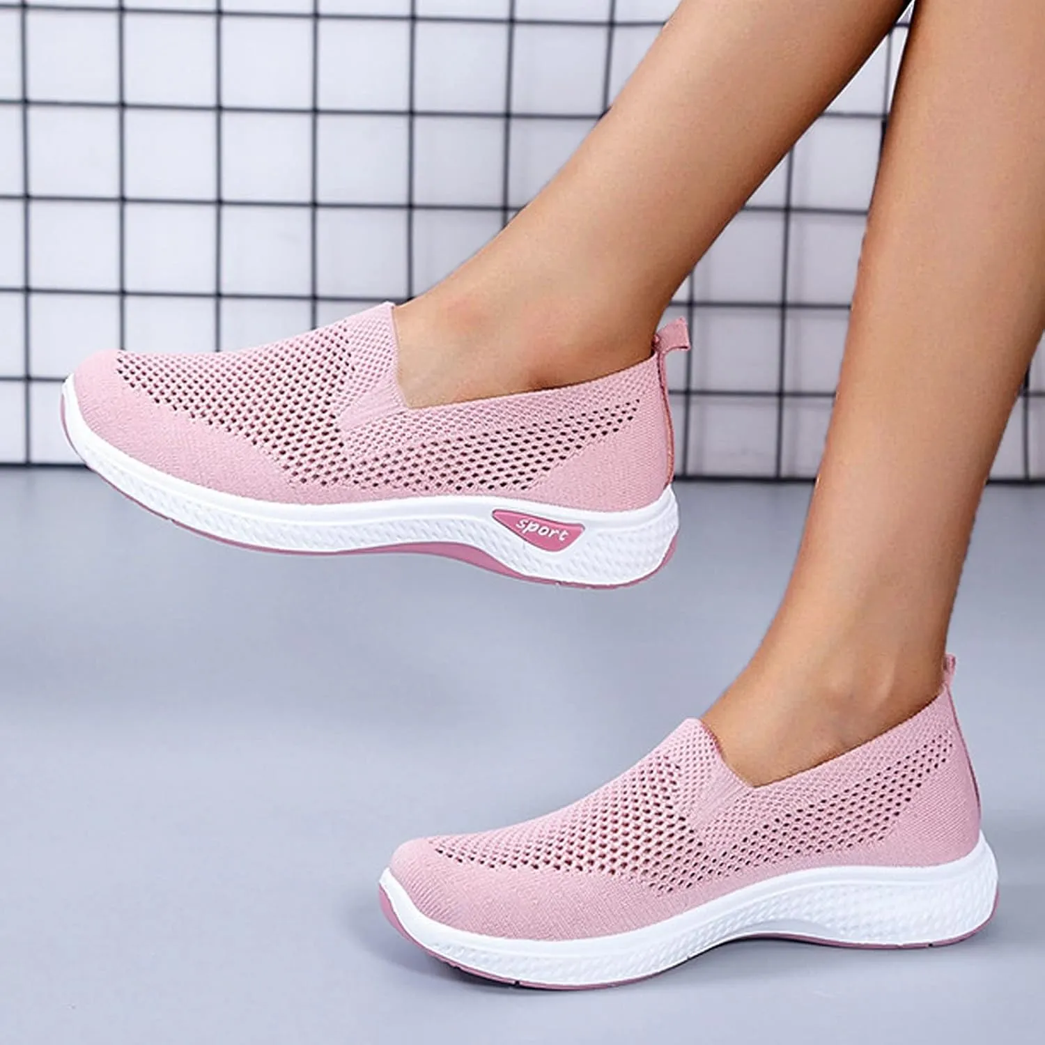 Womens Elastic Slip On Shoes Casual Walking Sneakers Lightweight Canvas Comfortable Flats Non Slip Loafers
