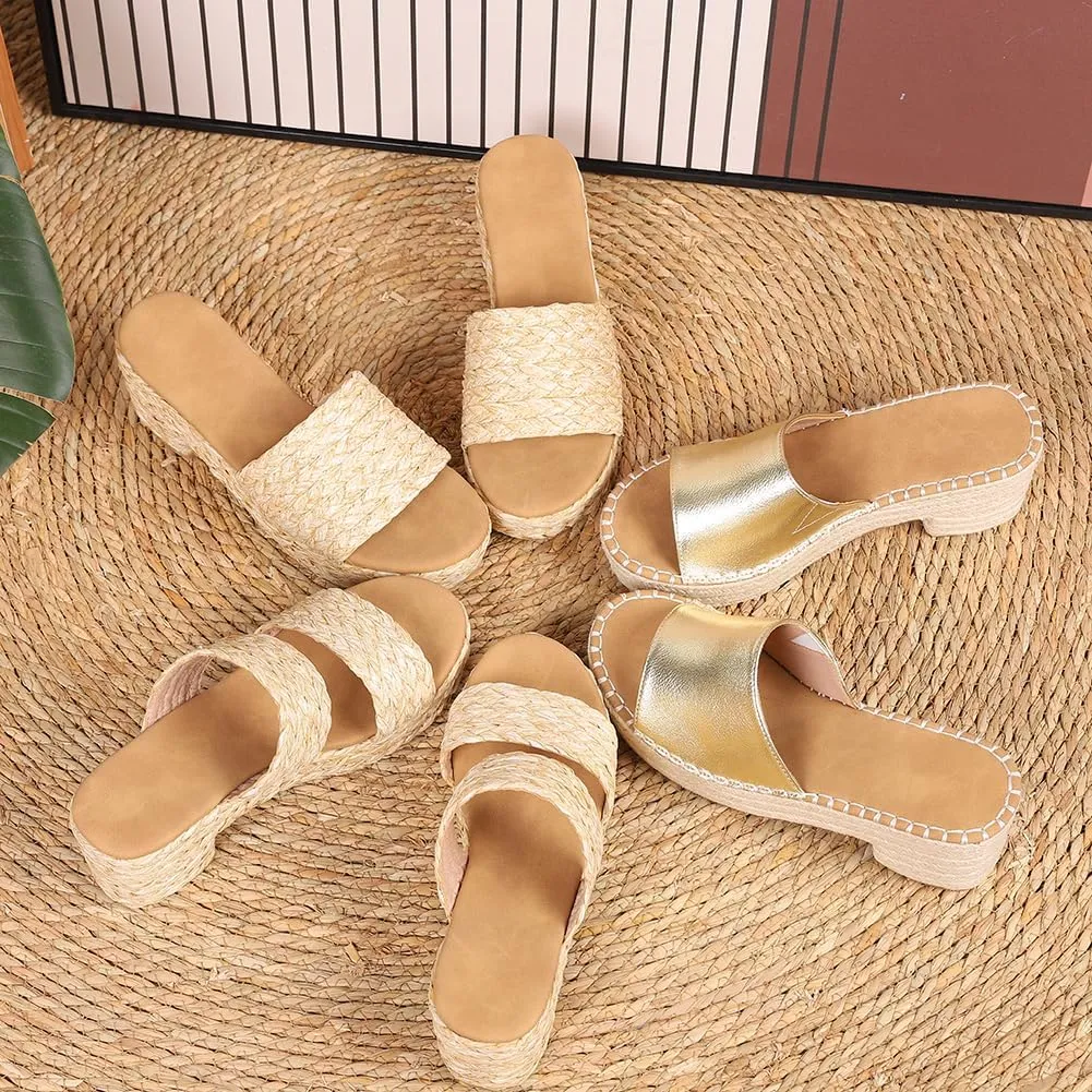 Women's Espadrilles Platform Sandals Wedges Slides Sandals Open Toe Fashion Summer Outdoor Beach Sandals