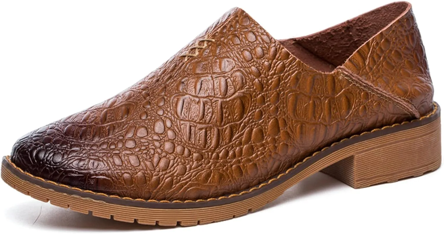 Women's Fashion Leather Penny Loafer Drop-in Heel Slip On Flats Mules Shoes