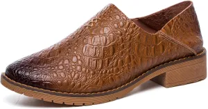 Women's Fashion Leather Penny Loafer Drop-in Heel Slip On Flats Mules Shoes