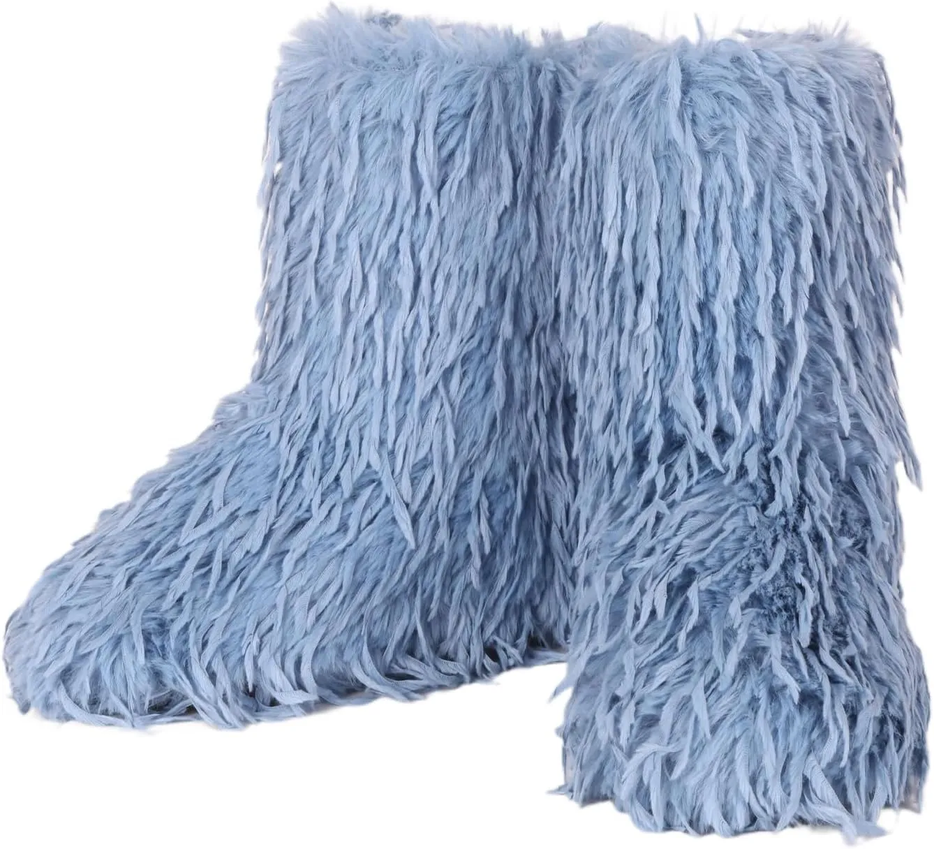 Women's Faux Fur Boots Furry Fluffy Winter Snow y2k Boots for Girls Mid-Calf Flat Fuzzy Shoes Plush Warm Outdoor Indoor