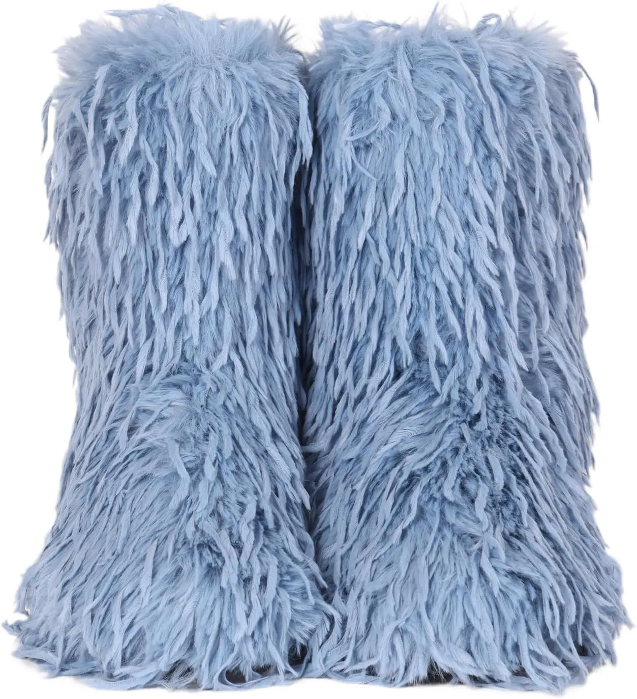Women's Faux Fur Boots Furry Fluffy Winter Snow y2k Boots for Girls Mid-Calf Flat Fuzzy Shoes Plush Warm Outdoor Indoor