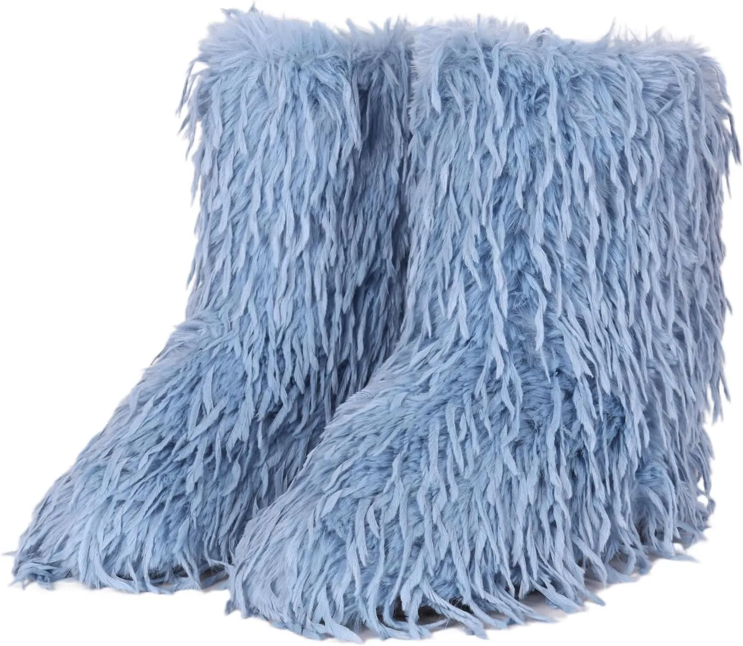 Women's Faux Fur Boots Furry Fluffy Winter Snow y2k Boots for Girls Mid-Calf Flat Fuzzy Shoes Plush Warm Outdoor Indoor