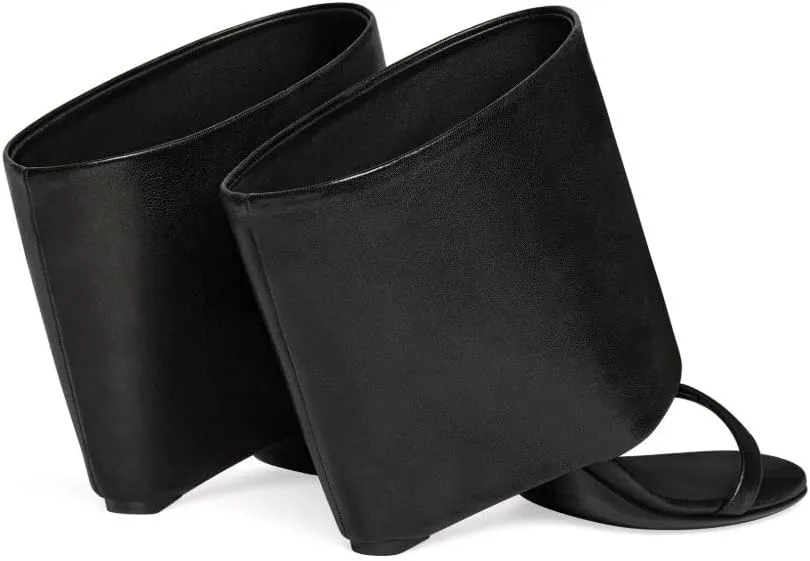 Women's Fold Over Wedge Heel Ankle Boots Open Toe High Heel Sandals Pull On Ankle Strap Shoes