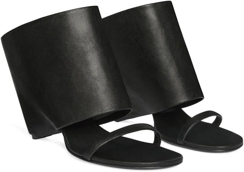Women's Fold Over Wedge Heel Ankle Boots Open Toe High Heel Sandals Pull On Ankle Strap Shoes