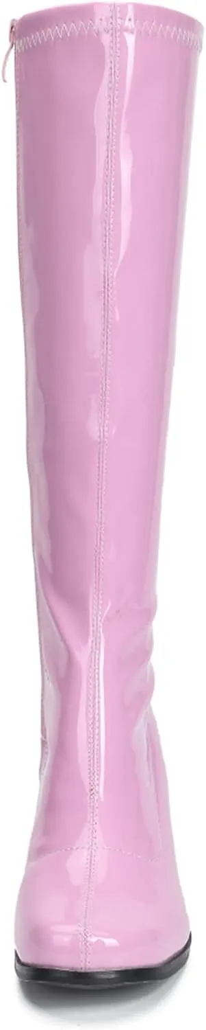 Women's Go Go Boots Over The Knee Block Heel Zipper Boot