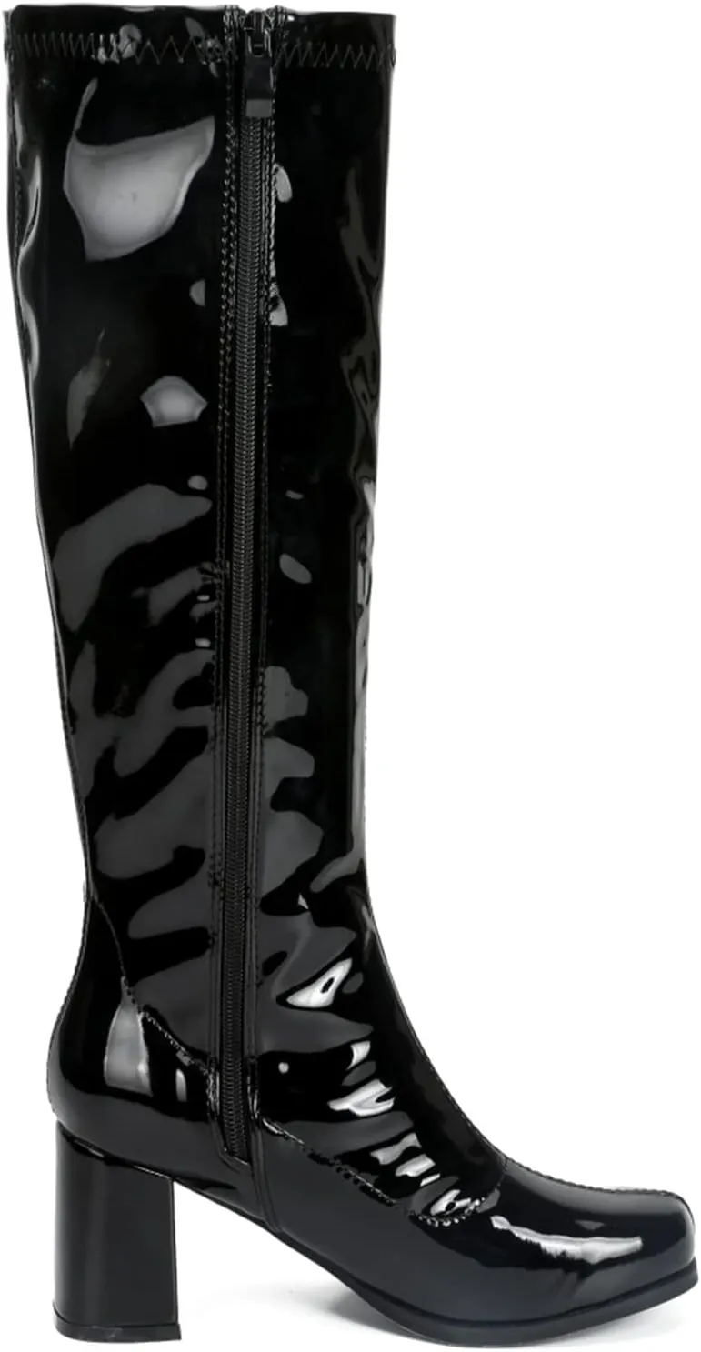 Women's Go Go Boots Over The Knee Block Heel Zipper Boot