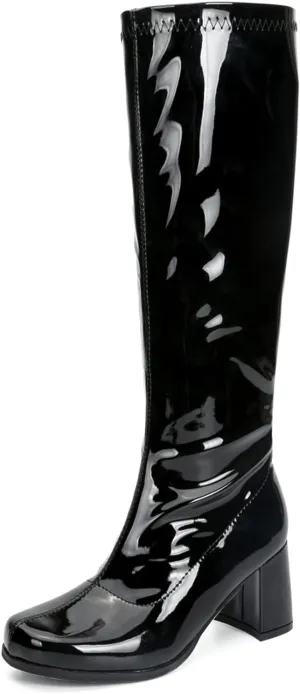 Women's Go Go Boots Over The Knee Block Heel Zipper Boot