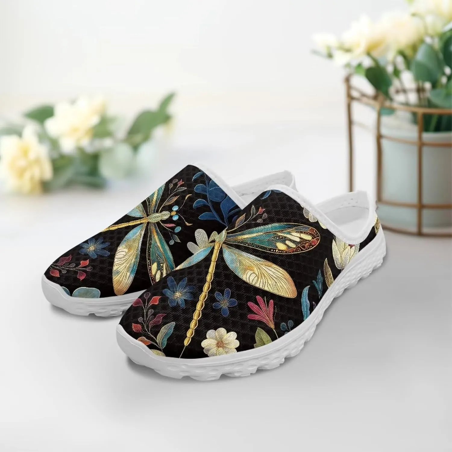 Women's Half Cap Toe Mesh Slippers Lightweight Breathable Lazy Slip On Shoes Fashionable Outdoor Walking Shoes