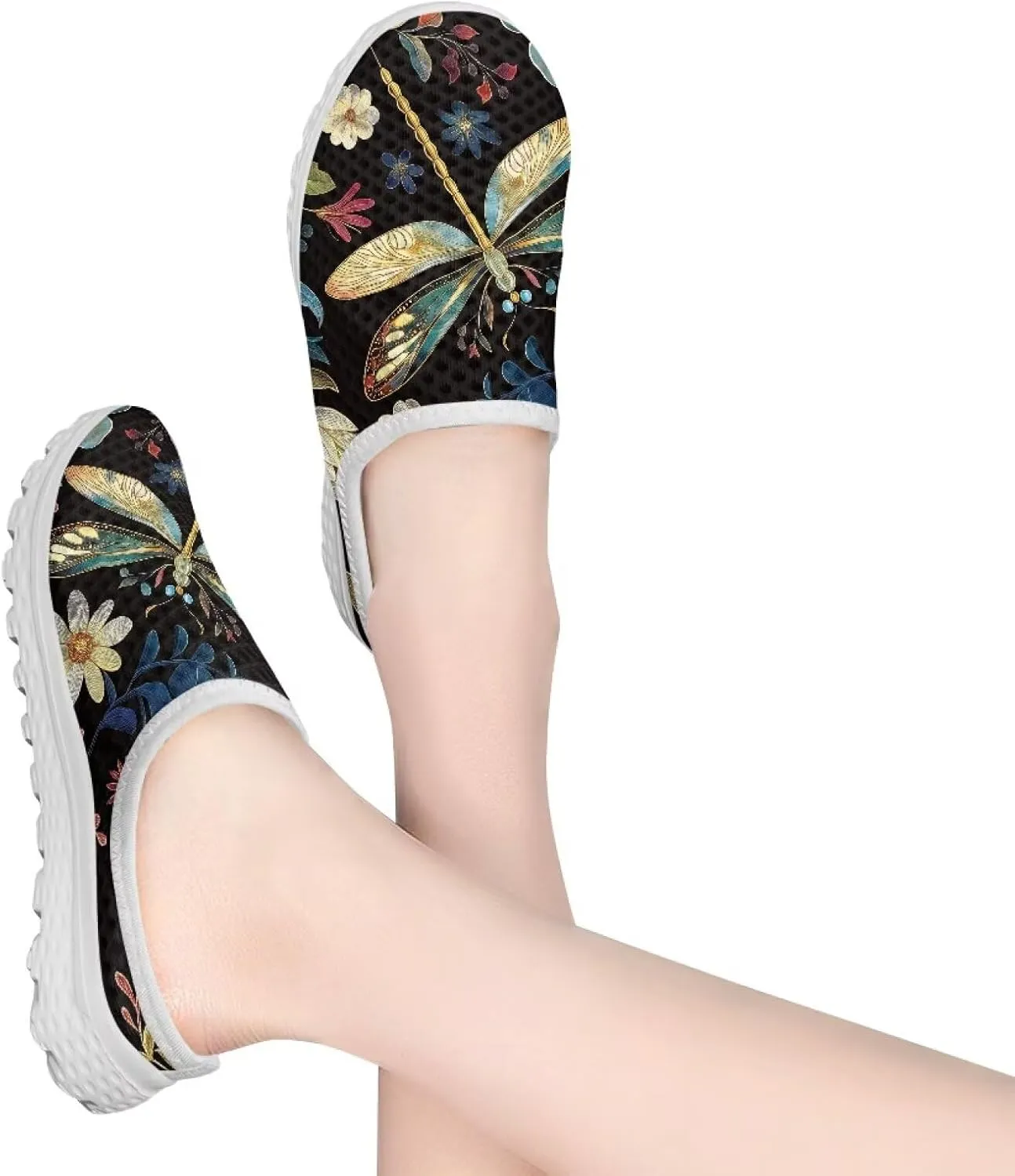 Women's Half Cap Toe Mesh Slippers Lightweight Breathable Lazy Slip On Shoes Fashionable Outdoor Walking Shoes