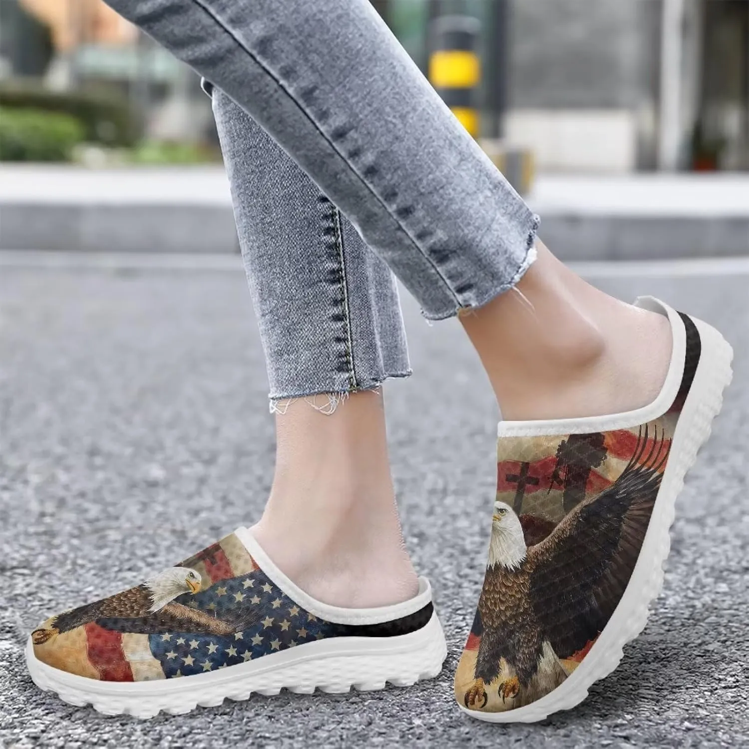 Women's Half Cap Toe Mesh Slippers Lightweight Breathable Lazy Slip On Shoes Fashionable Outdoor Walking Shoes