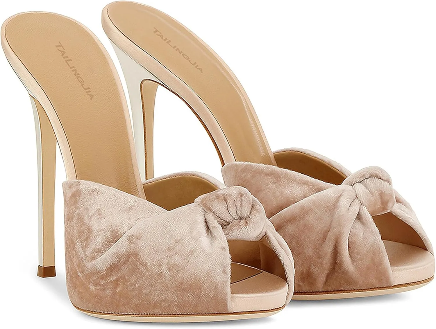 Women's Heeled Mules Stiletto Sandals Fish Mouth Open Toe Slip On Dress Party Backless Slides High Heels Slipper Heel Plus Size Evening Shoes Peep Wedding