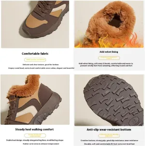 Women's high-top Shoes Winter raw Edge Warm Shoes Thick Bottom lace-up Sneakers Kitchen Available